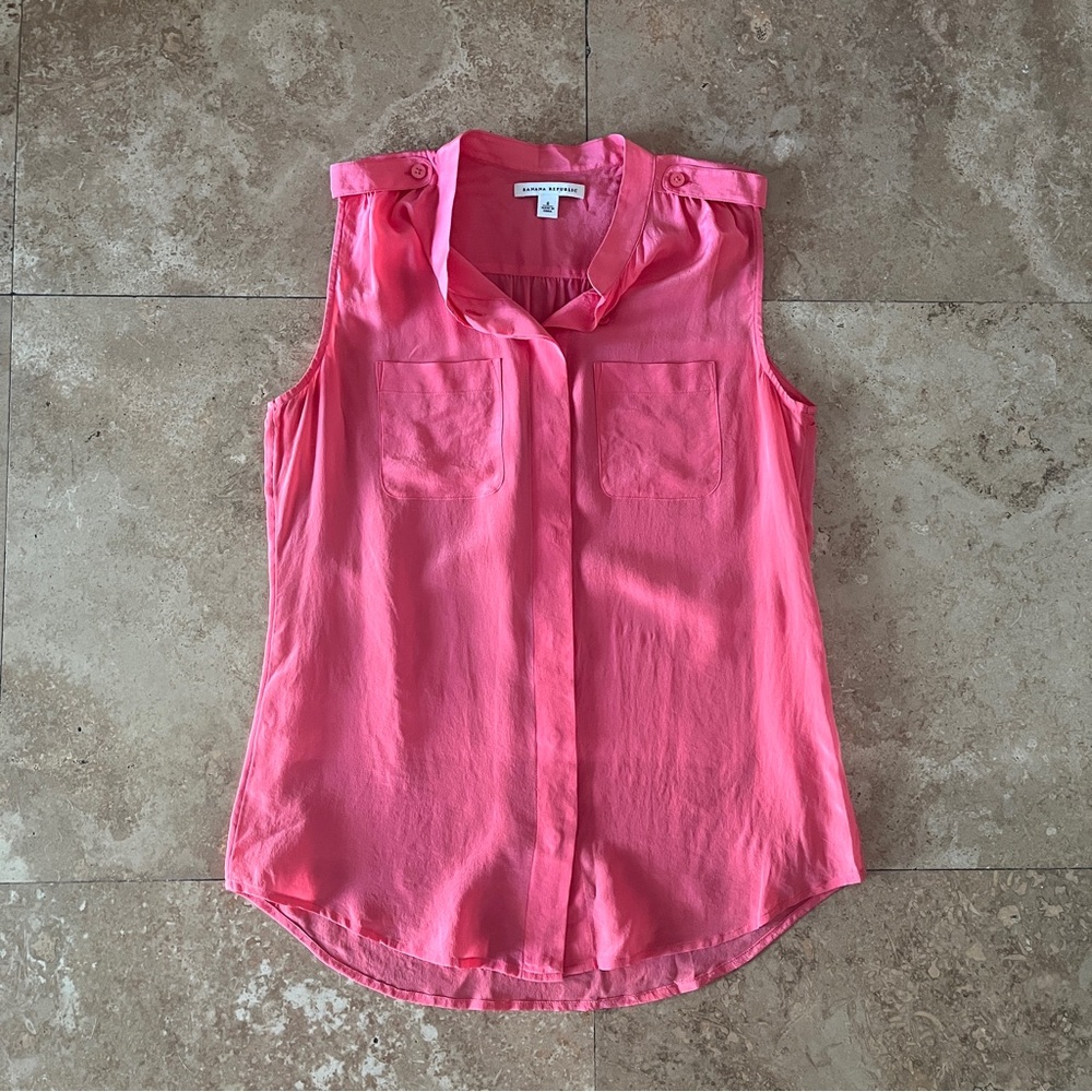 Banana Republic Pink Button Down Shirt with Mandarin Collar